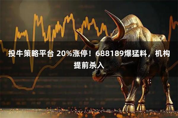 投牛策略平台 20%涨停！688189爆猛料，机构提前杀入